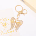 Rhinestone Angel Wings Cross Metal Keychain Gold Clip view 7