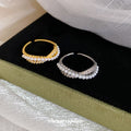 Pearl Crystal Cross Open Rings Silver Gold Two Styles view 4