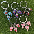Three Charm Strawberry Layer Cake Split Ring Keychains in Five Colors view 1