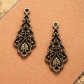 Long Teardrop Double-Sided Filigree Alloy Pendant Charm 41x18mm