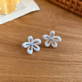 Open Enamel Flower Stud Earrings In Yellow White And Blue view 7