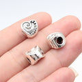 11x11x8.6mm 2.9g Antique Silver Zinc Alloy Heart Large Hole Beads for DIY Bracelet Jewelry Making