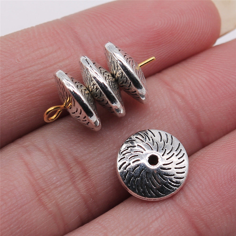 4x12mm 1.8g Antique Silver Zinc Alloy Wheel Large Hole Spacer Beads for DIY Bracelet Necklace Making