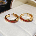 Red and White Double Hoop Earrings Fashion Jewelry view 6