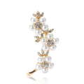Pearl Flower Vine Brooch Rhinestone Centers Silver or Gold view 5