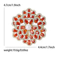 Pearl Center Flower Brooch With Colored Rhinestones Gold Tone view 7