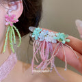 Colorful Flower and Glass Bead Tassel Stud Earrings Five Styles view 1