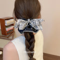 Cream Polka Dot Scrunchie with Black Bandana Bow Tie view 2