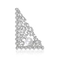 Rhinestone Triangle Pearl Brooch Filigree Corner Pin view 2