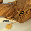 Layered Coin Portrait Medallion Triple Chain Necklace Set view 3