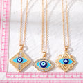 Gold and Silver Tone Geometric Crystal Evil Eye Pendant Necklaces view 5