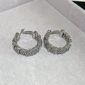 Textured Silver Tone Chunky Hoop Earrings with Hinged Closures view 6