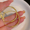 Faceted Cube Bead Large Hoop Earrings White Gold Yellow Gold view 3