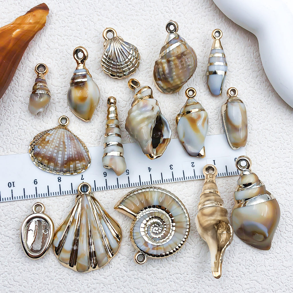 Gold Edge Acrylic Shell Charm Pendant for DIY Necklace Bracelet Earring Jewelry