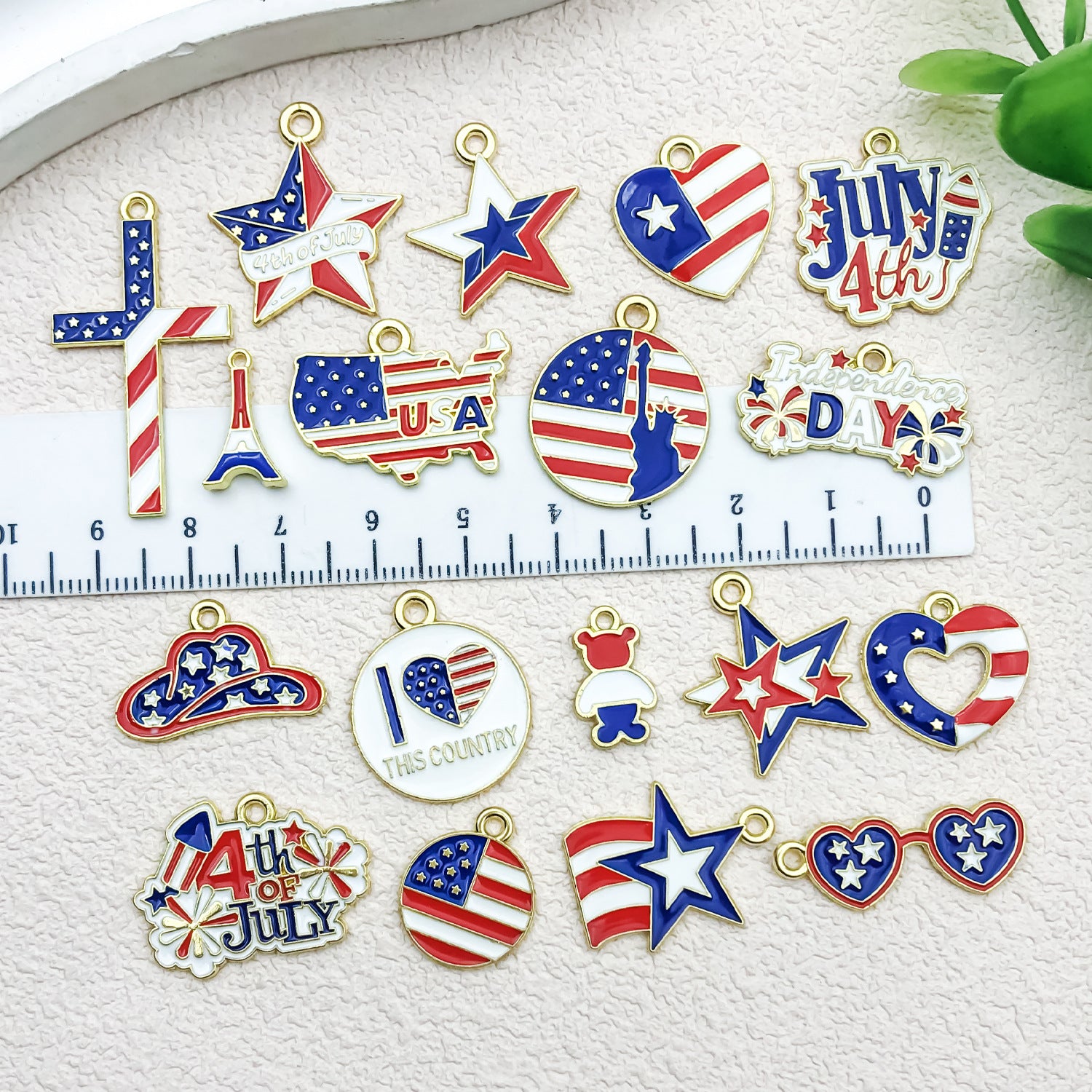Enamel Iron American Flag Charm Pendant for DIY Independence Day Earrings Necklace Keychain