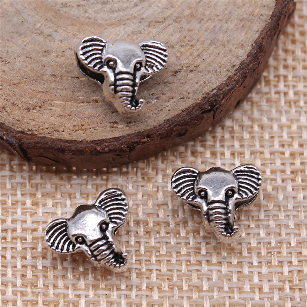 12x10x7mm 1.7g Antique Silver Zinc Alloy Elephant Large Hole Beads for DIY Bracelet Jewelry Making