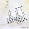 Silver Tone Round Crystal Huggie Drop Earrings Polished Metal Jewelry view 4