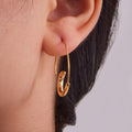 Spiral Wire Hook C Hoop Earrings in Gold and Silver Tone view 2