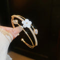 Open Double Cuff Bangles Flower Starfish Rhinestone Accents view 9