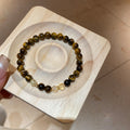Mixed Tiger Eye Pattern Charm Stack Or Simple Round Bead Bracelet view 7