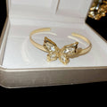 Clear Crystal Butterfly Open Cuff Bracelet In Silver Or Gold Tone view 7