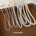 White Round Pearl Choker Necklace Gold Clasp Six Sizes view 3