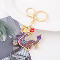 Rhinestone Chinese Dragon Keychain Enamel Charm Braided Cords view 9