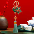Jeweled Totem Dragon Keychains in Nine Tassel and Plain Color Options view 5