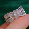 Silver Tone Pavé Bow Ring with Clear Stone Accents view 2