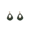 Red Black and Green Wood Look Layered Teardrop Stud Earrings view 5