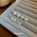 White Pearl Round Classic Stud Earrings in Four Sizes view 4