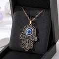 Gold and Silver Tone Openwork Hamsa Evil Eye Pendant Necklaces view 5