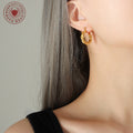 Gold Twisted Knot U-Shape Latch Hoop Earrings Pair view 3