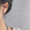 Silver Ginkgo Leaf Stud Earrings Crystal Pave Pearl Accent view 3