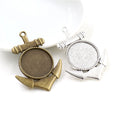 Anchor Shaped Round Pendant Bezel Settings in Two Finishes view 1