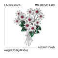 Rhinestone Chrysanthemum Bouquet Brooch With Green Enamel Leaves view 6
