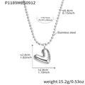 Stainless Steel Puffy Heart Ball Chain Necklaces Gold Steel view 7