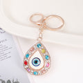 Evil Eye Hamsa Hand Teardrop Keychain Enamel Rhinestone Charm view 3