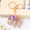 Rhinestone Crown Elephant Keychain Gold Tone Lucky Charm view 8
