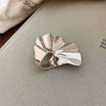 Metal Ginkgo Leaf Textured Statement Ring Gold Silver view 6