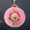 Jeweled Koala Keychains with Faux Fur Poms in Ten Pictured Color Pairings view 6