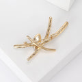 Marquise Crystal Crossed Bar Brooch Gold and Silver view 4