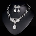 Black Silver Tone Swan Crystal Four Designs Metal Necklace view 1