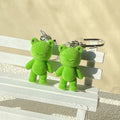 Green Flocked Frog Clip and Ball Chain Keychain Options view 2