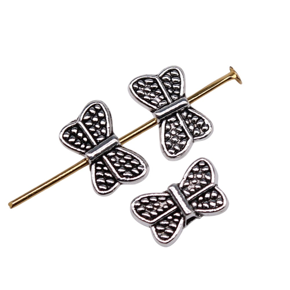 11x7mm 0.57g Antique Silver Zinc Alloy Butterfly Loose Metal Beads for DIY Bracelet Jewelry Making