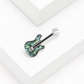 Green Guitar Brooch with Crystal Details and Silver Tone Pin view 3