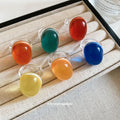 Oval Resin Cabochon Clear Band Rings in Six Colors view 3