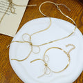 Herringbone Bow Necklace Bracelet Earrings Gold Silver view 1