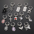 Silver Huggie Charm Earrings Spider Bear Cross 14 Styles view 1