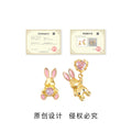 Gold Tone Pink Rabbit Asymmetric Stud Earrings For Women view 3